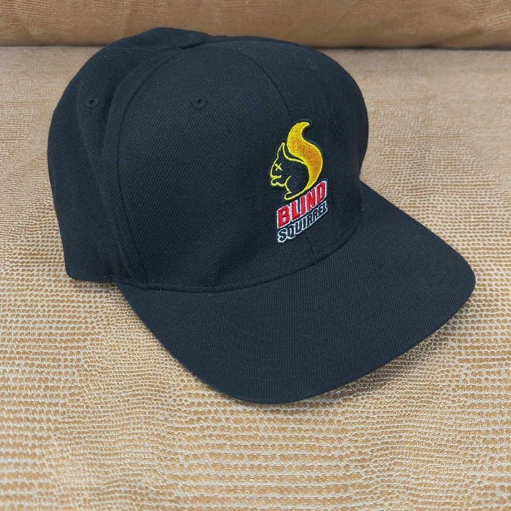 Blind Squirrel Snapback Hat Black Yupoong Classics Flat Brim Adjustable Cap Mens